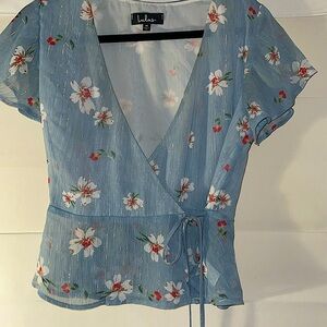 Lulus Med Wrap Style Blouse